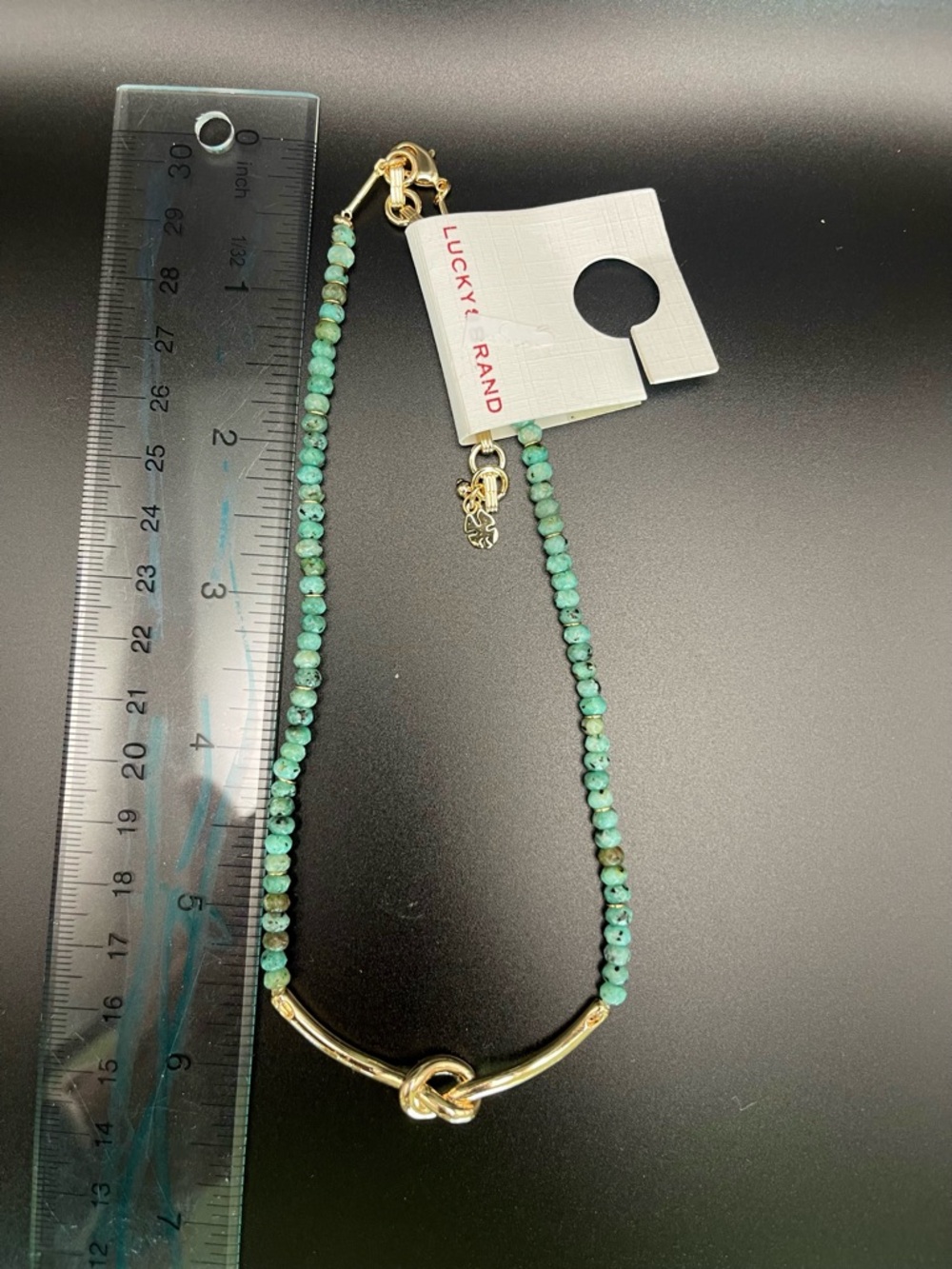 Lucky Brand Green Bead Necklace with Gold Knot Accent - Picture 3 of 5